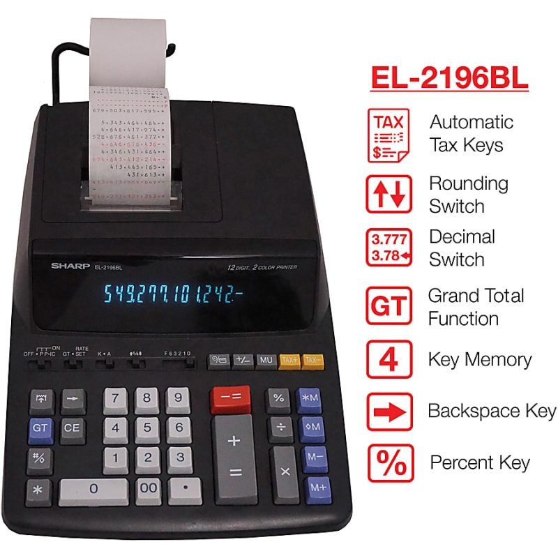 Sharp® EL-2196BL Printing Calculator, Black - Image 7