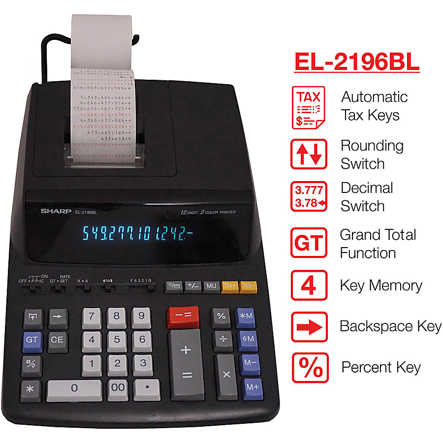 Sharp&reg; EL-2196BL Printing Calculator, Black - Image 7