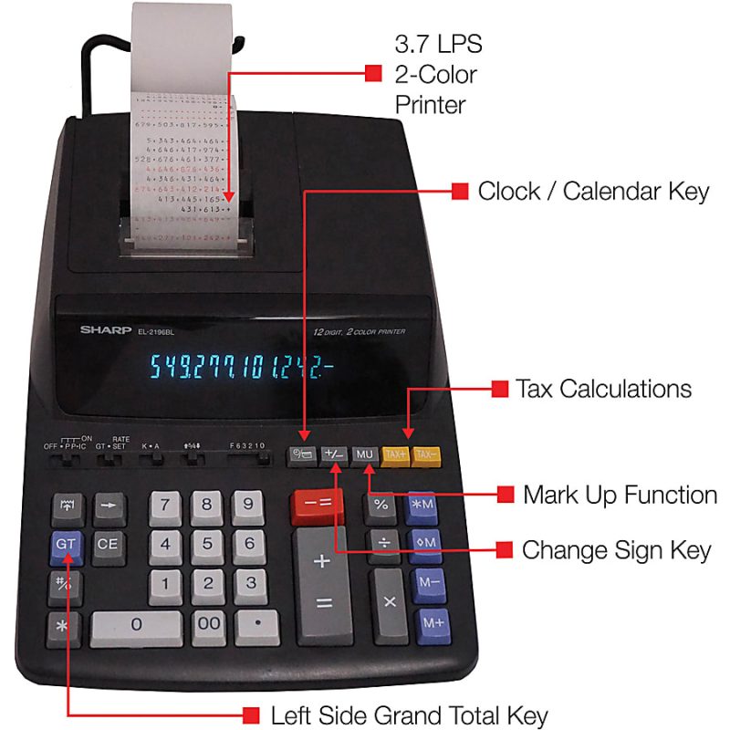 Sharp® EL-2196BL Printing Calculator, Black - Image 8