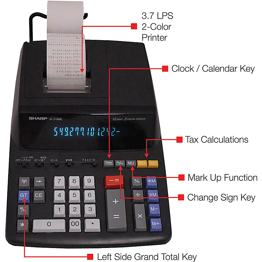 Sharp&reg; EL-2196BL Printing Calculator, Black - Image 8
