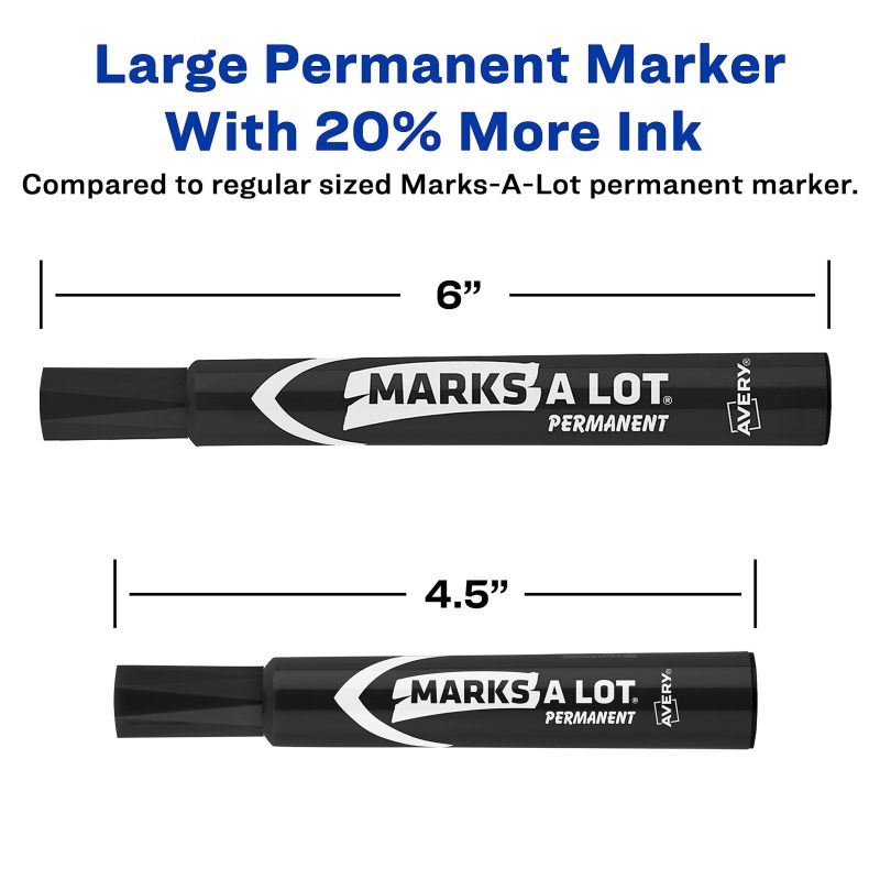 Avery® Marks A Lot® Permanent Markers, Chisel Tip, Large Desk-Style Size, Black, Pack Of 36 - Image 2