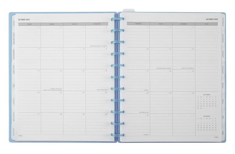 2024-2025 TUL® Discbound Monthly Teacher Planner, Letter Size, Light Blue, July To June, ODUS2336-002 - Image 3