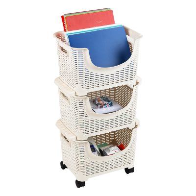 Mind Reader 3-Tier Stackable Storage Containers, Ivory