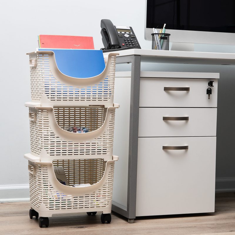 Mind Reader 3-Tier Stackable Storage Containers, Ivory - Image 2