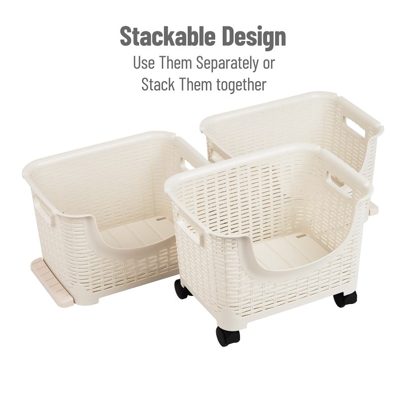 Mind Reader 3-Tier Stackable Storage Containers, Ivory - Image 5