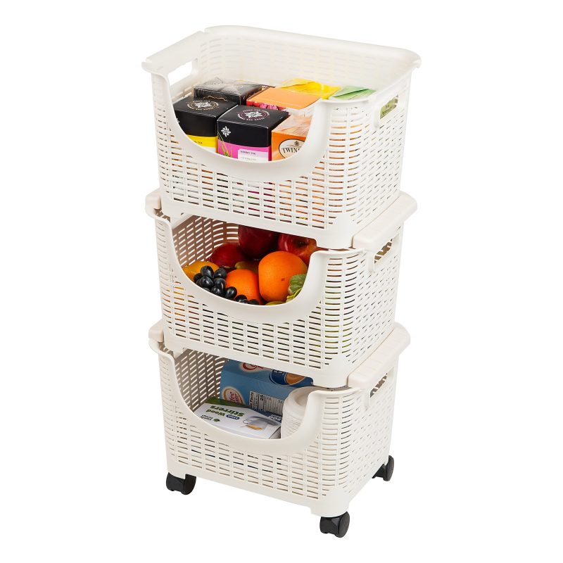 Mind Reader 3-Tier Stackable Storage Containers, Ivory - Image 6