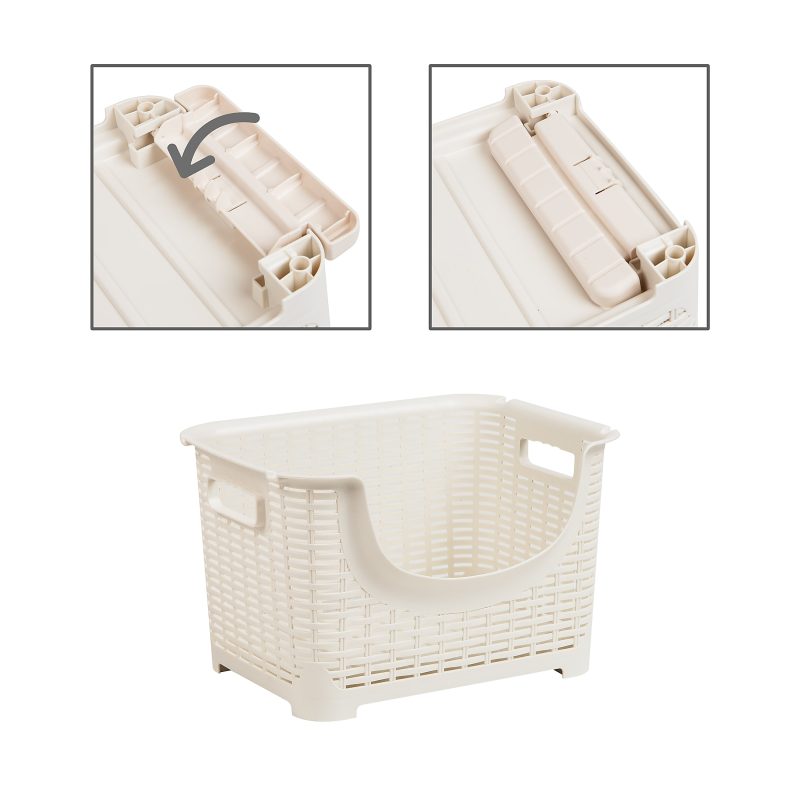 Mind Reader 3-Tier Stackable Storage Containers, Ivory - Image 8