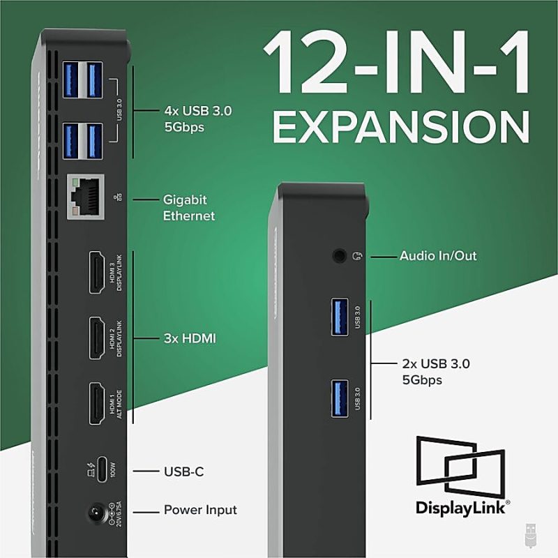 Plugable USB C Triple Display Docking Station with Laptop Charging, Thunderbolt 3 or USB C Dock Compatible with Specific Windows and Mac Systems - (3x HDMI, 6x USB Ports, 60W USB PD) - Image 3