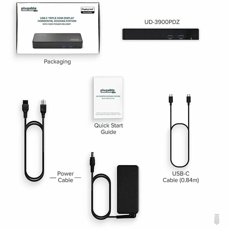 Plugable USB C Triple Display Docking Station with Laptop Charging, Thunderbolt 3 or USB C Dock Compatible with Specific Windows and Mac Systems - (3x HDMI, 6x USB Ports, 60W USB PD) - Image 6