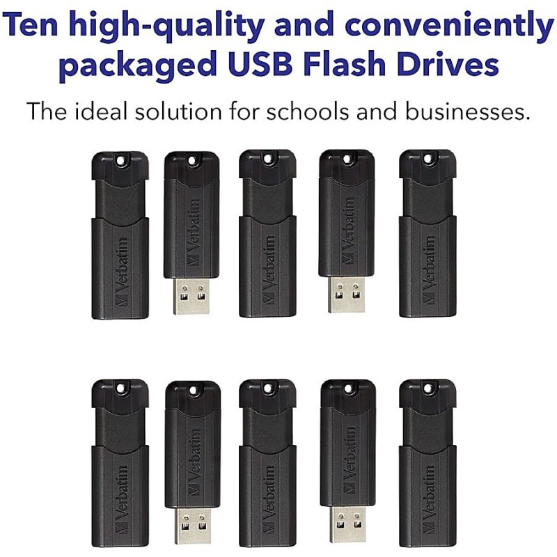 Verbatim Microban 32GB PinStripe USB 3.2 Flash Drive Business Pack - 32 GB - USB 3.2 (Gen 1) Type A - Black - Lifetime Warranty - 10 / Pack - Image 6
