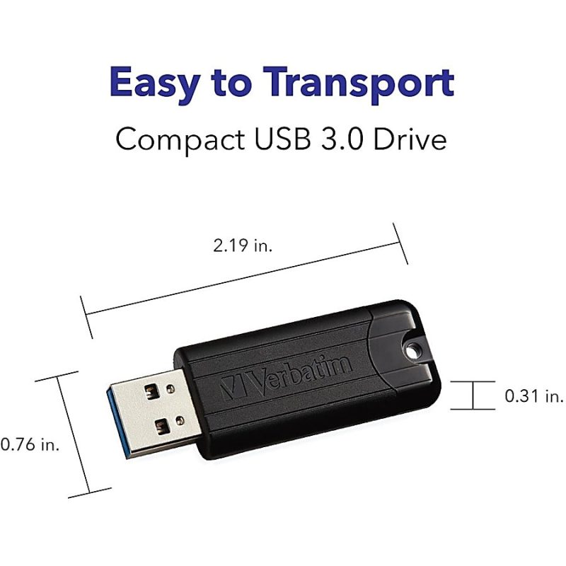Verbatim Microban 32GB PinStripe USB 3.2 Flash Drive Business Pack - 32 GB - USB 3.2 (Gen 1) Type A - Black - Lifetime Warranty - 10 / Pack - Image 8