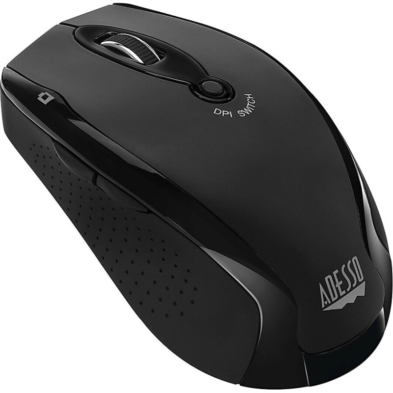 Adesso iMouse M20B - Wireless Ergonomic Optical Mouse - Optical - Wireless - Radio Frequency - 2.40 GHz - Black - USB - 1500 dpi - Scroll Wheel - 6 Button(s) - Right-handed - Image 2