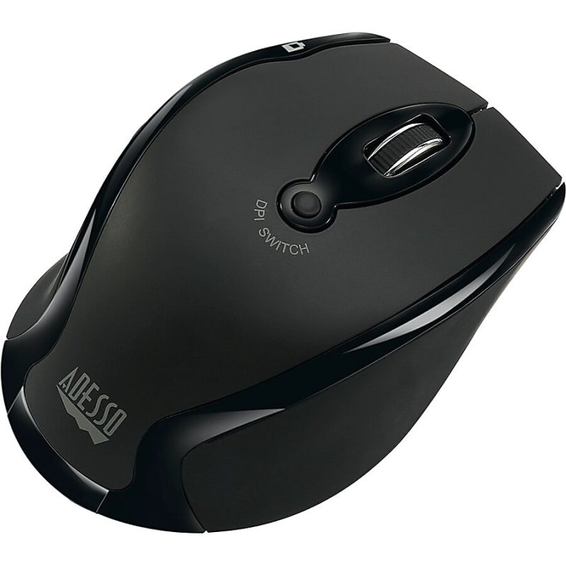 Adesso iMouse M20B - Wireless Ergonomic Optical Mouse - Optical - Wireless - Radio Frequency - 2.40 GHz - Black - USB - 1500 dpi - Scroll Wheel - 6 Button(s) - Right-handed - Image 3