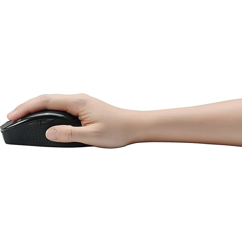 Adesso iMouse M20B - Wireless Ergonomic Optical Mouse - Optical - Wireless - Radio Frequency - 2.40 GHz - Black - USB - 1500 dpi - Scroll Wheel - 6 Button(s) - Right-handed - Image 7
