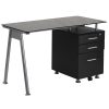 Flash Furniture 48"W Glass Computer Desk With 3- Drawer Pedestal, Black/Clear - Image 2