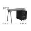 Flash Furniture 48"W Glass Computer Desk With 3- Drawer Pedestal, Black/Clear - Image 5