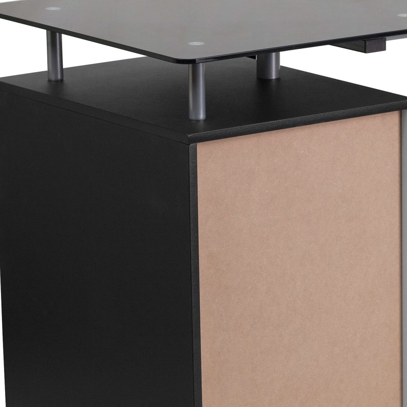 Flash Furniture 48"W Glass Computer Desk With 3- Drawer Pedestal, Black/Clear - Image 8