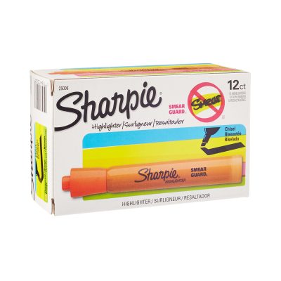 Sharpie® Tank Style Highlighters, Chisel Tip, Fluorescent Yellow, Box of 24 - Fluorescent Orange,12