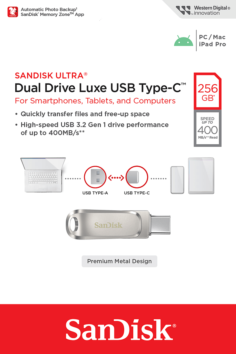SanDisk® Ultra Dual Drive Go USB-C Flash Drive, 256GB, Silver - Image 10
