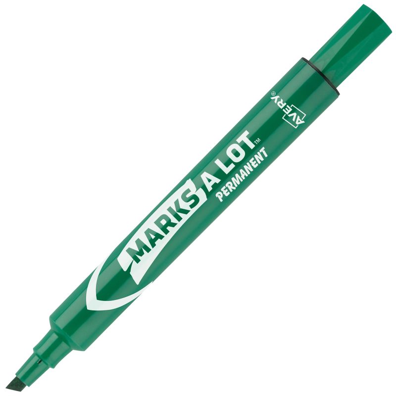 Avery® Marks A Lot® Permanent Markers, Chisel Tip, Large Desk-Style Size, Black, Pack Of 36 - Green,12