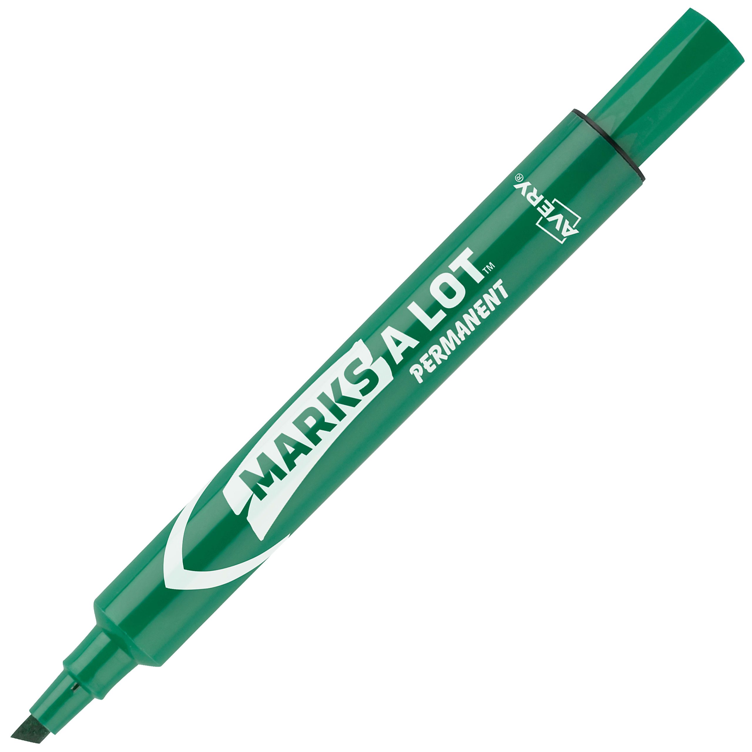 Avery&reg; Marks A Lot&reg; Permanent Markers, Chisel Tip, Large Desk-Style Size, Black, Pack Of 36 - Green,12
