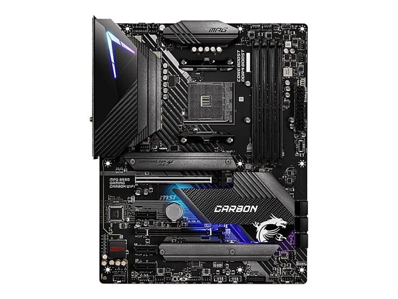 MSI MPG B550 GAMING CARBON WIFI - Motherboard - ATX - Socket AM4 - AMD B550 Chipset - USB-C Gen2, USB-C Gen1, USB 3.2 Gen 1, USB 3.2 Gen 2 - 2.5 Gigabit LAN, Wi-Fi 6, Bluetooth - onboard graphics (CPU required) - HD Audio (8-channel)