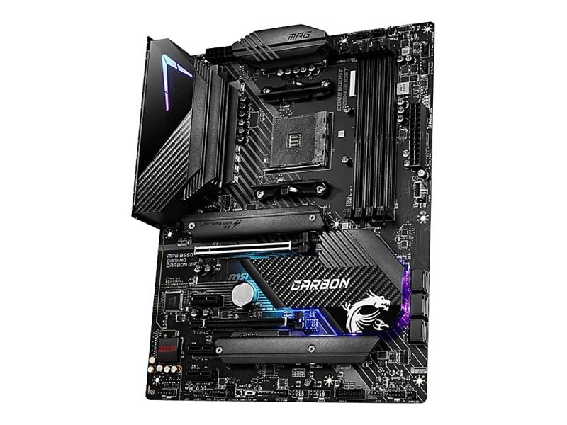 MSI MPG B550 GAMING CARBON WIFI - Motherboard - ATX - Socket AM4 - AMD B550 Chipset - USB-C Gen2, USB-C Gen1, USB 3.2 Gen 1, USB 3.2 Gen 2 - 2.5 Gigabit LAN, Wi-Fi 6, Bluetooth - onboard graphics (CPU required) - HD Audio (8-channel) - Image 2