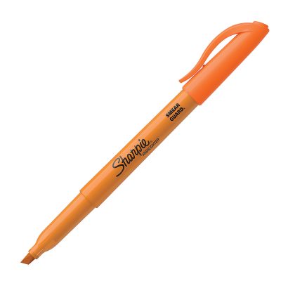Sharpie® Accent Pocket Highlighters, Chisel Tip, Assorted Barrel Colors, Assorted Ink Colors, Pack Of 24 Highlighters - Fluorescent Orange,12