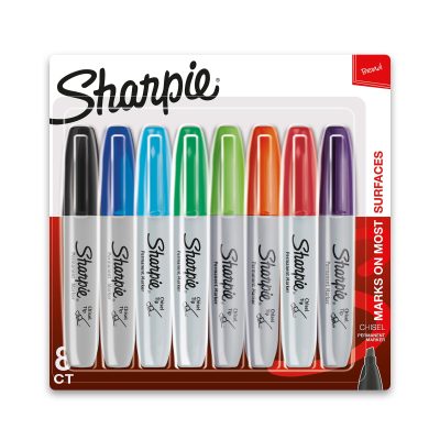 Sharpie® Permanent Markers, Chisel Tip, Gray Barrel, Black Ink, Pack Of 36 Markers - Assorted,8
