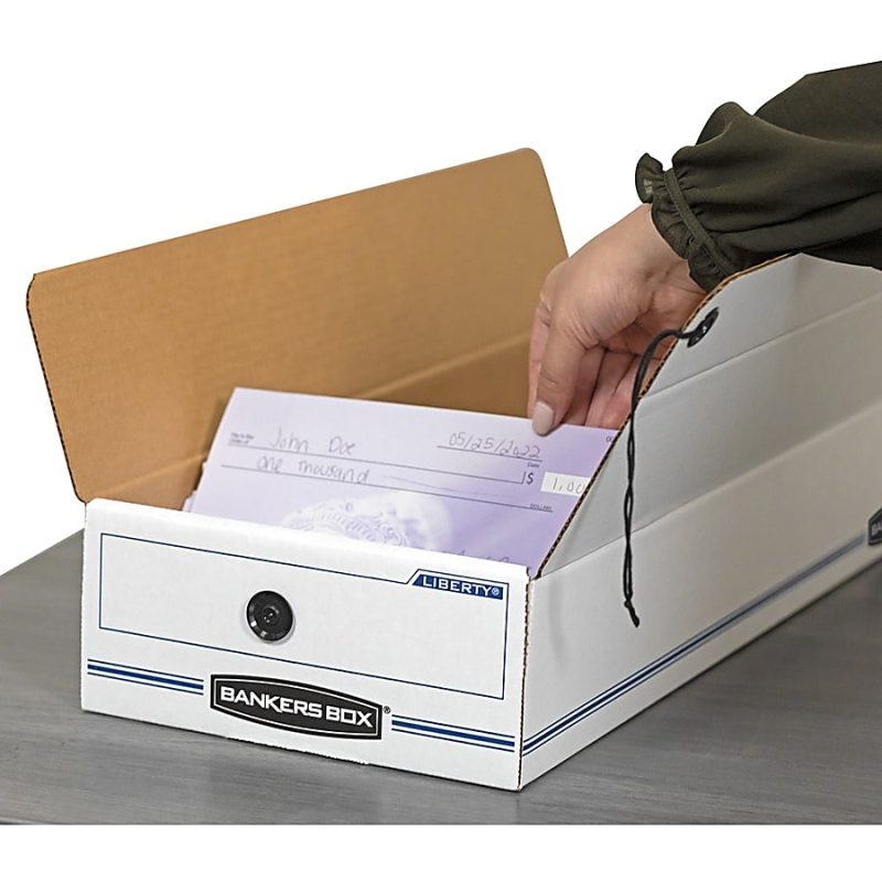 Bankers Box® Liberty® Corrugated Storage Boxes, 4 1/4" x 9 1/4" x 23 3/4", White/Blue, Case Of 12 - Image 5