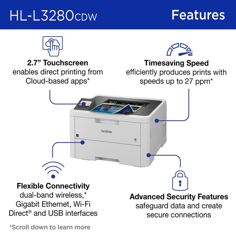 Brother® HL-L3280CDW Wireless Compact Digital Laser Color Printer With Refresh EZ Print Eligibility - Image 2