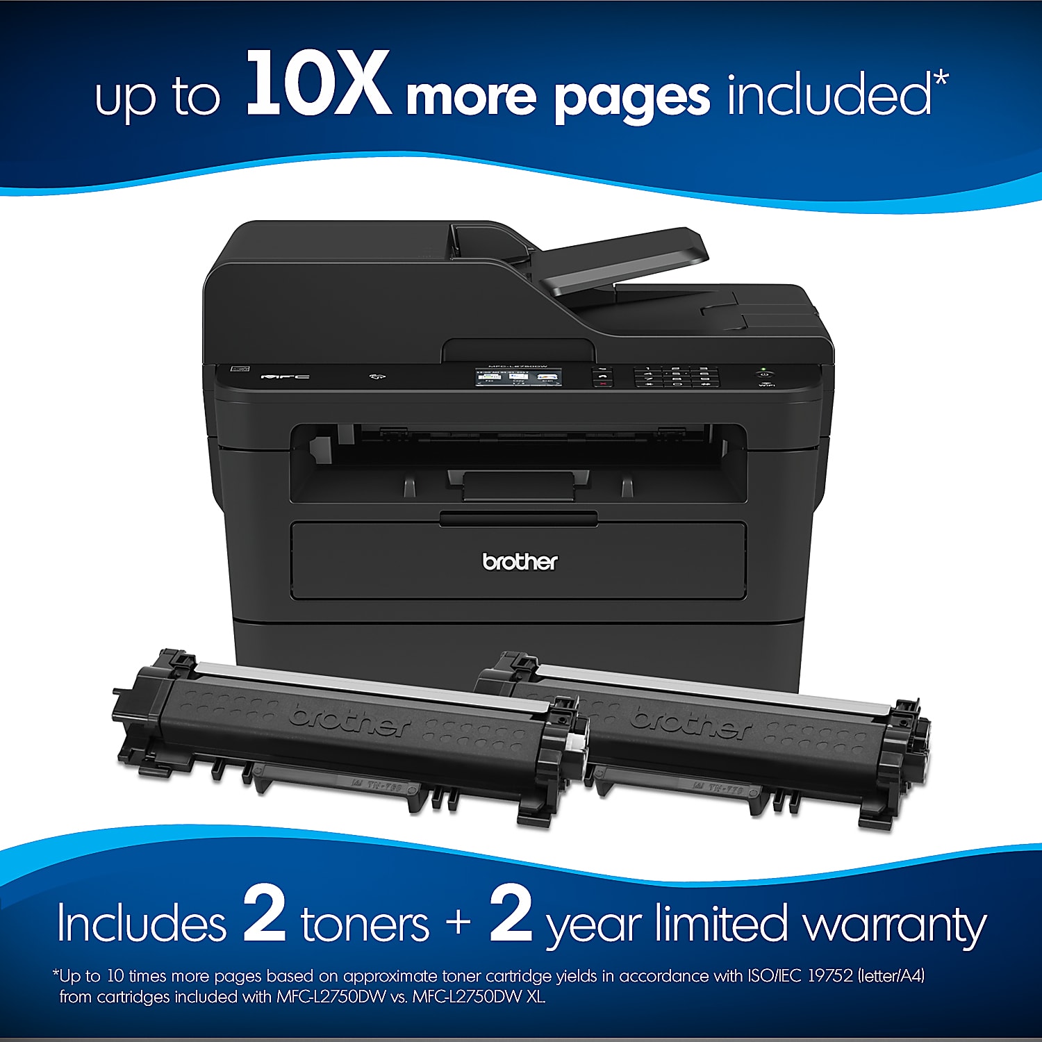 Brother® MFC-L2750DW XL Wireless Laser All-In-One Monochrome Printer - Image 2
