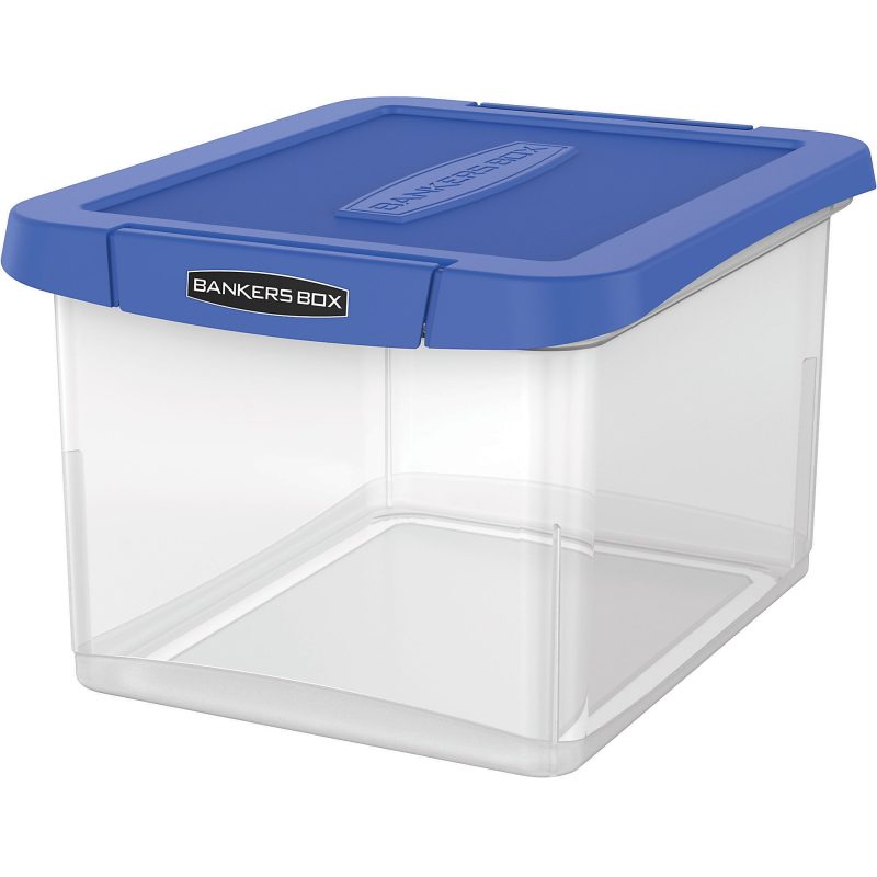 Bankers Box® Heavy-Duty Portable Storage File Box, Letter/Legal Size, 10 5/8" x 14 3/16" x 17 3/8", Clear/Blue - Image 2