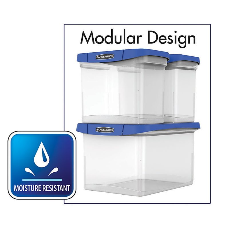 Bankers Box® Heavy-Duty Portable Storage File Box, Letter/Legal Size, 10 5/8" x 14 3/16" x 17 3/8", Clear/Blue - Image 3