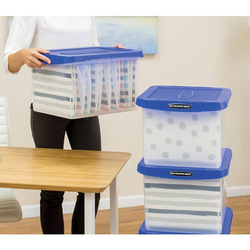 Bankers Box® Heavy-Duty Portable Storage File Box, Letter/Legal Size, 10 5/8" x 14 3/16" x 17 3/8", Clear/Blue - Image 6