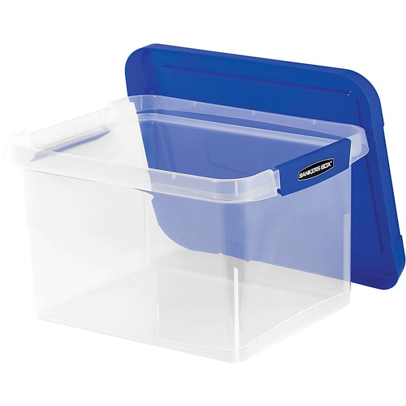 Bankers Box® Heavy-Duty Portable Storage File Box, Letter/Legal Size, 10 5/8" x 14 3/16" x 17 3/8", Clear/Blue - Image 7