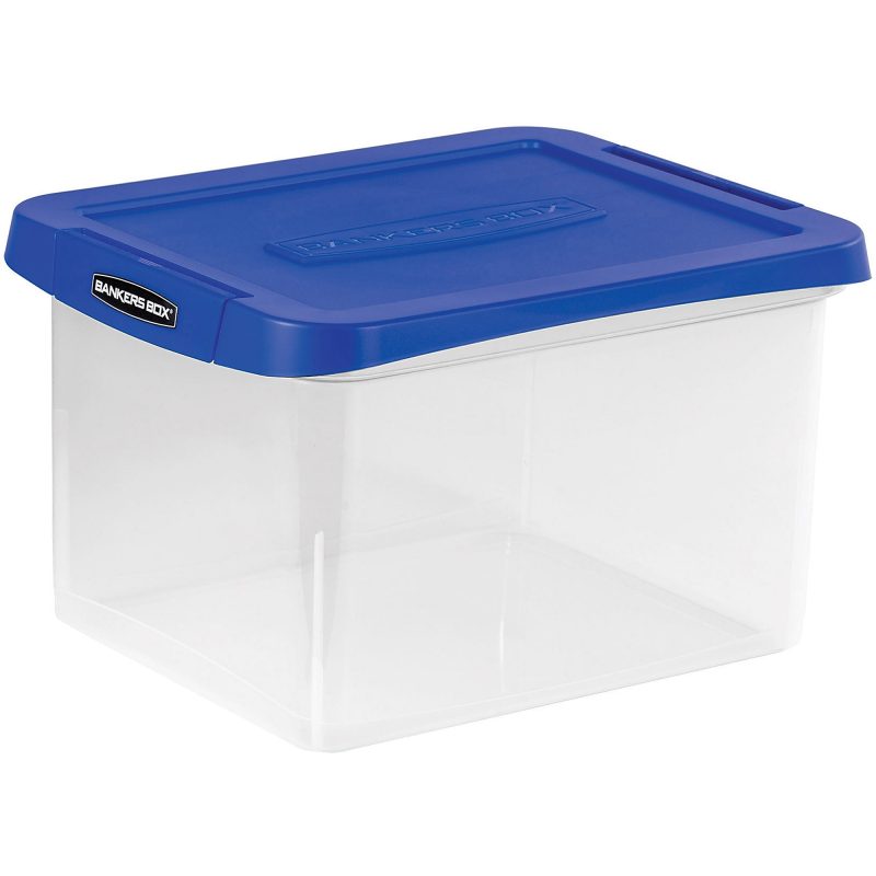 Bankers Box® Heavy-Duty Portable Storage File Box, Letter/Legal Size, 10 5/8" x 14 3/16" x 17 3/8", Clear/Blue - Image 9