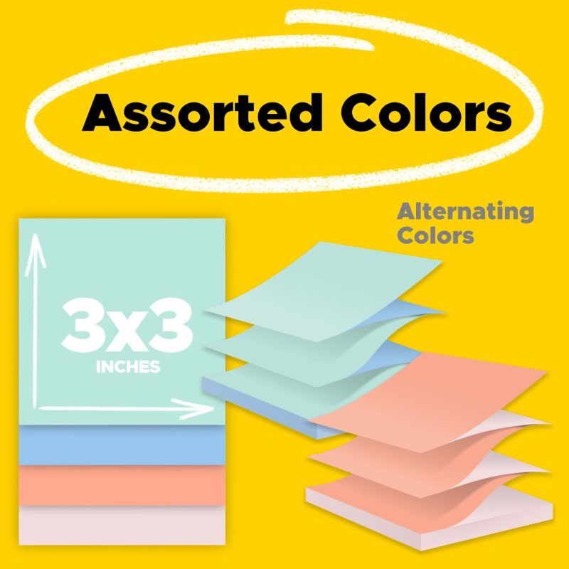 Post-it Pop Up Notes, 12 Pads, 3 in x 3 in, Clean Removal, School Supplies and Office Products, Sticky Notes for Vertical Surfaces, Monitors, Walls and Windows, Alternating Pastel Colors - Image 6