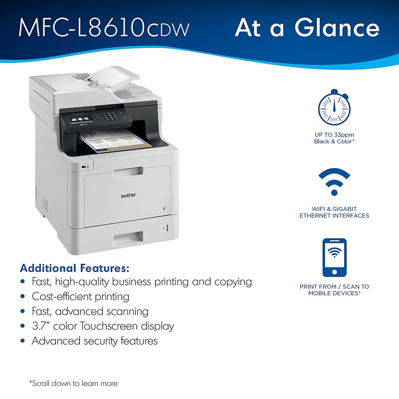 Brother® Business MFC-L8610CDW Laser All-in-One Color Printer - Image 3