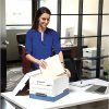 Bankers Box® Hang'N'Stor™ Medium-Duty Storage Boxes With Lift-Off Lids And Built-In Handles, 15 1/2" x 12" x 10", Letter/Legal Size, 60% Recycled, White/Blue, Case Of 4 - Image 10