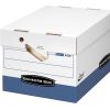 Bankers Box® Presto™ Heavy-Duty Storage Boxes With Locking Lift-Off Lids And Built-In Handles, Letter/Legal Size, 15" x 12" x 10", 60% Recycled, White/Blue, Case Of 12 - Image 2