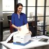 Bankers Box® Presto™ Heavy-Duty Storage Boxes With Locking Lift-Off Lids And Built-In Handles, Letter Size, 24" x 12" x 10", 60% Recycled, White/Blue, Case Of 12 - Image 7