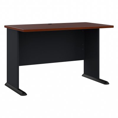 Bush Business Furniture Office Advantage 48"W Computer Desk, Natural Cherry/Slate, Standard Delivery - Hansen Cherry/Galaxy,47-1/2 in.