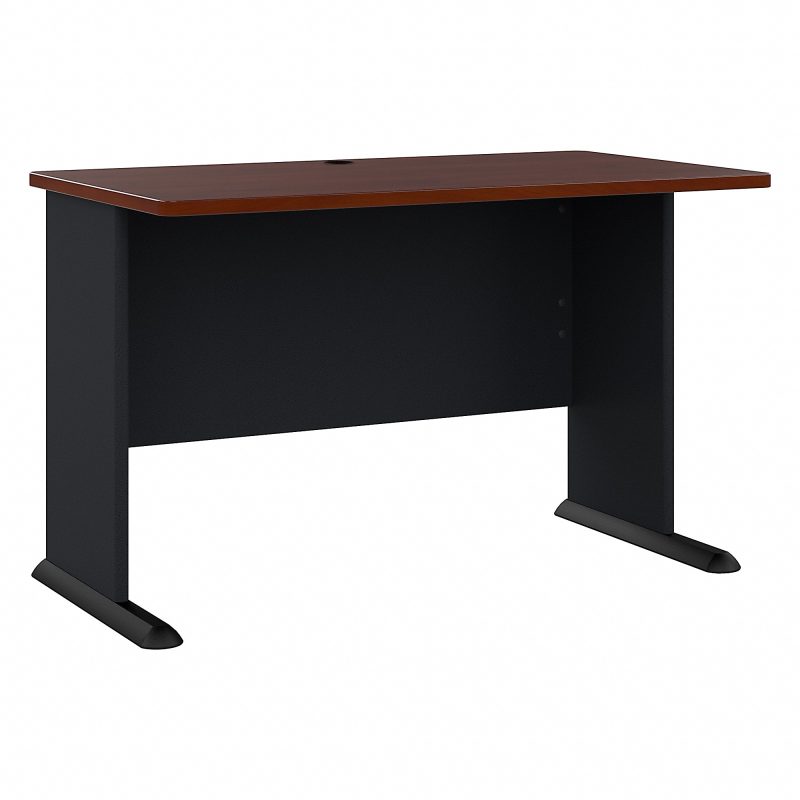 Bush Business Furniture Office Advantage 48"W Computer Desk, Natural Cherry/Slate, Standard Delivery - Hansen Cherry/Galaxy,47-1/2 in.