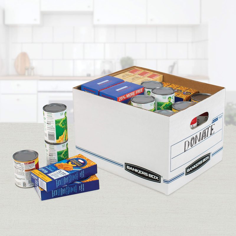 Bankers Box® Stor/File™ Standard-Duty Storage Boxes With Lift-Off Lids And Built-In Handles, Letter/Legal Size, 10“ x 12" x 15", 60% Recycled, White/Blue, Pack Of 10 - Image 5