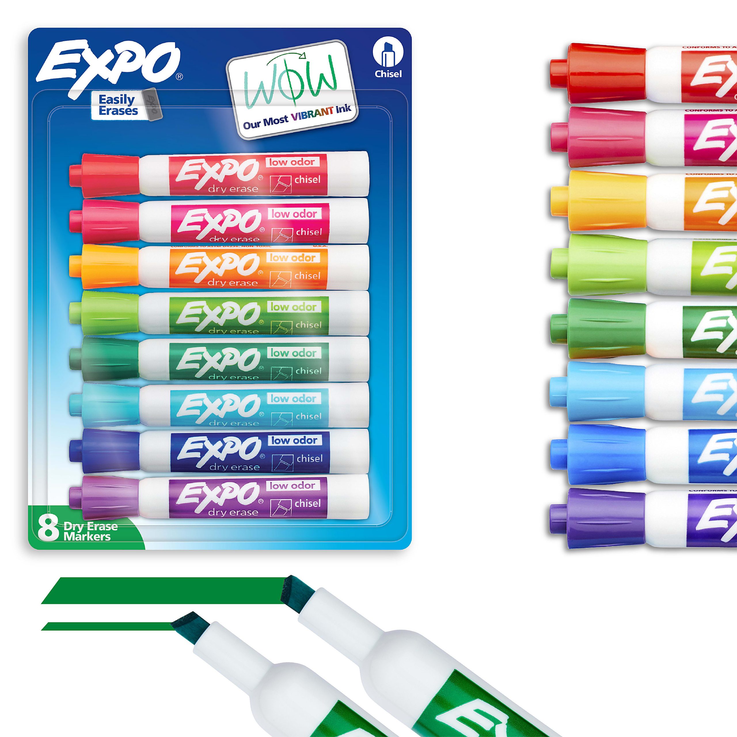 EXPO&reg; Low-Odor Dry-Erase Markers, Chisel Point, Assorted Colors, Pack Of 36 - Assorted,8