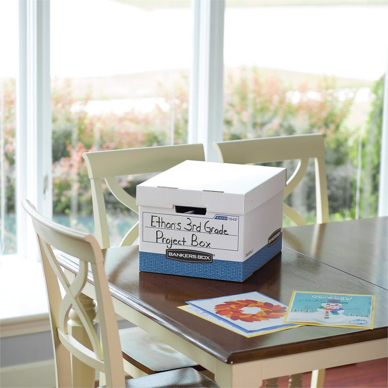 Bankers Box® R Kive® FastFold® Heavy-Duty Storage Boxes With Locking Lift-Off Lids And Built-In Handles, Letter/Legal Size, 15“D x 12" x 10", 60% Recycled, White/Blue, Case Of 4 - Image 3