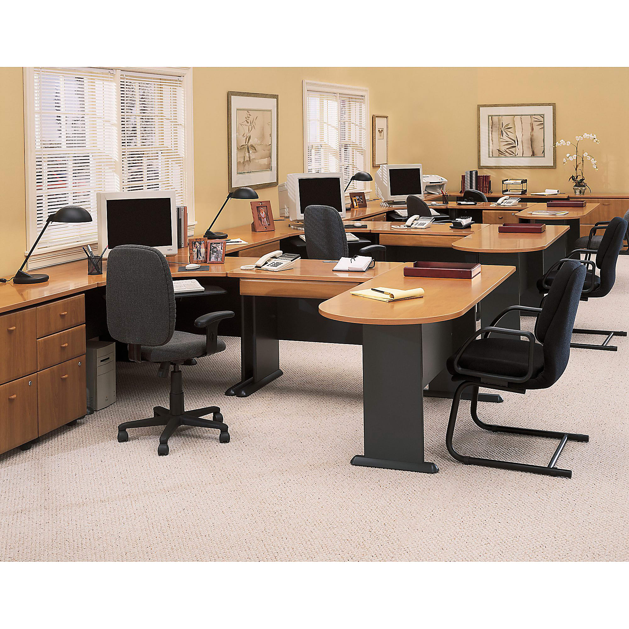 Bush Business Furniture Office Advantage 48"W Computer Desk, Natural Cherry/Slate, Standard Delivery - Image 10