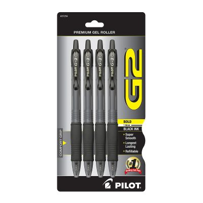 Pilot G2 Premium Gel Roller Pen, Bold Point, 1.0 mm, Black Barrel, Black Ink, Pack Of 12 - Black,4