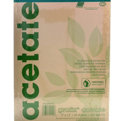 Grafix Matte Acetate Film Pad, 9" x 12", 0.003" Thick, 25 Sheets